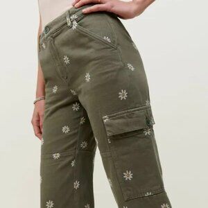 Reformation Cargo Pant, Embroidered Daisy